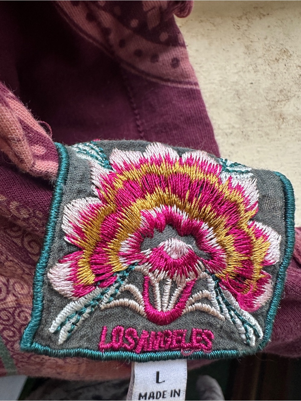 Johnny was hoodie Bohemian Dragon Print Hoodie in Deep Plum - Picture 7 of 8